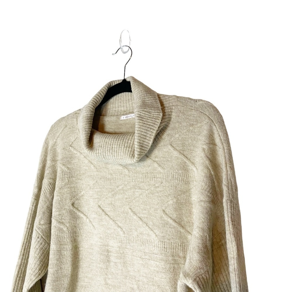 Esqualo Turtleneck Sweater Oatmeal Knit Large - Picture 2 of 8